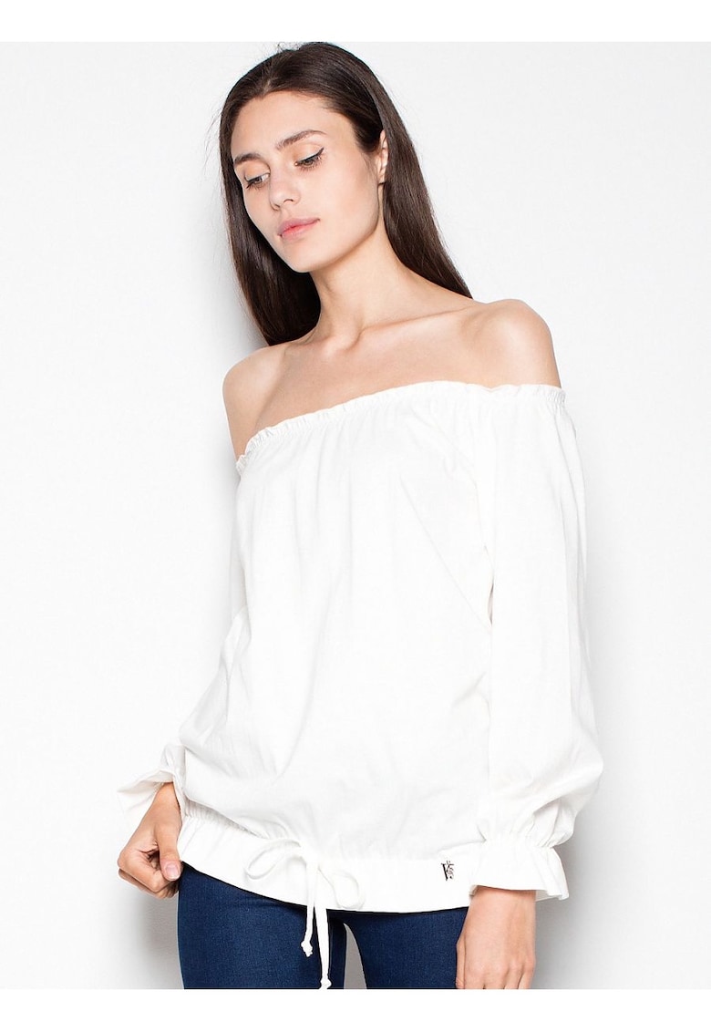 Bluza dama  bej - bumbac - maneca lunga - model lejer