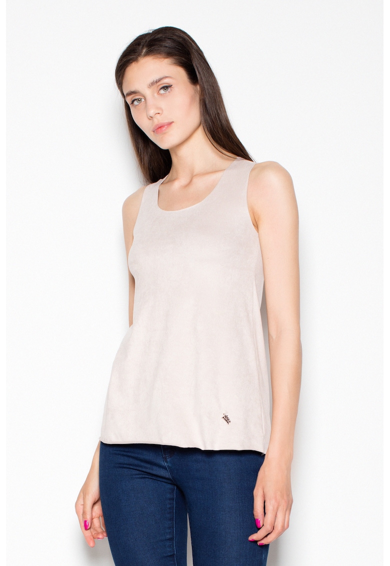 Bluza dama -  Poliester/Elastan - Fara maneci - Bej -
