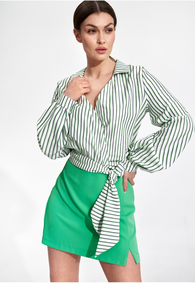 Camasa dama -  Poliester/Elastan/Viscoza - Verde/Alb