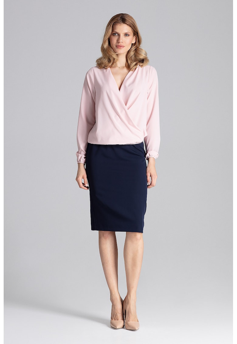 Bluza dama eleganta -  Maneca lunga - Poliester/Elastan - Roz
