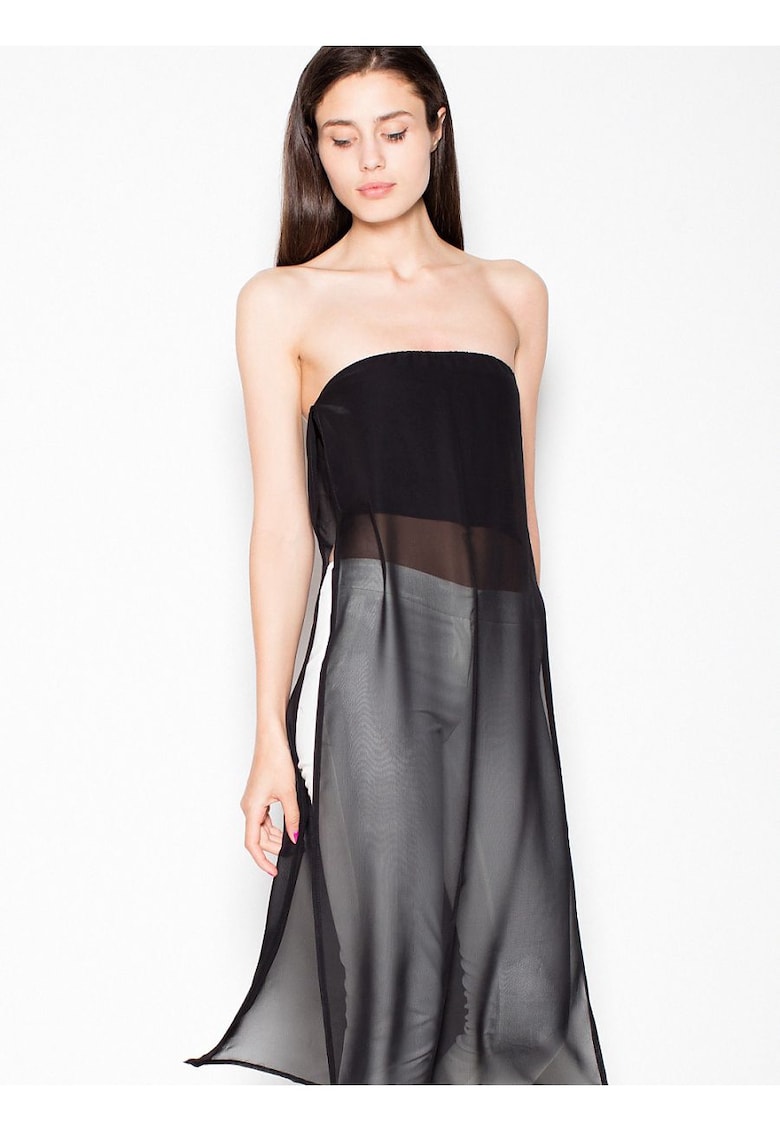 Top dama  negru - cu sifon decorativ - croi original - elastan 5% poliester 95%