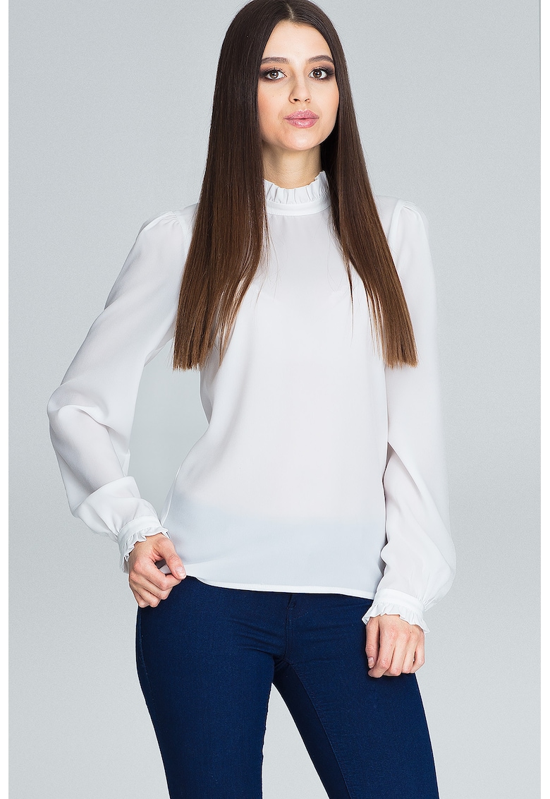 Bluza dama -  Poliester/Viscoza/Elastan - Eleganta - Ecru