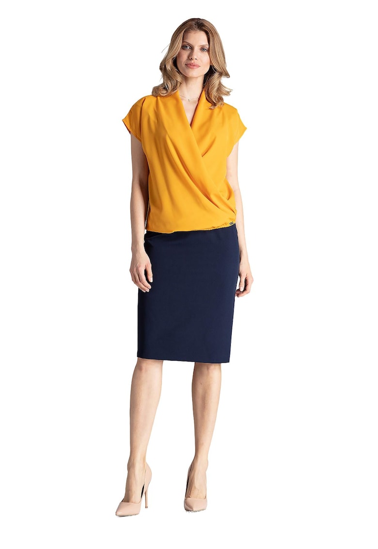 Bluza eleganta dama M652 -  Poliester/Elastan - Galben -
