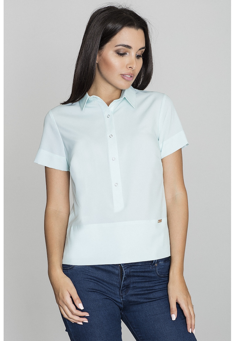 Tricou polo cu fenta lunga cu capse -  Poliester/Elastan