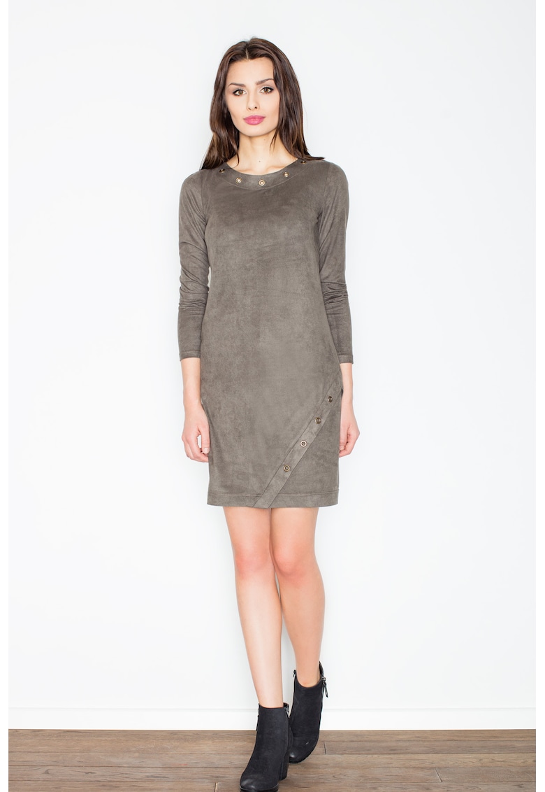 Rochie eleganta  M455 - verde - din poliester - cu maneca lunga