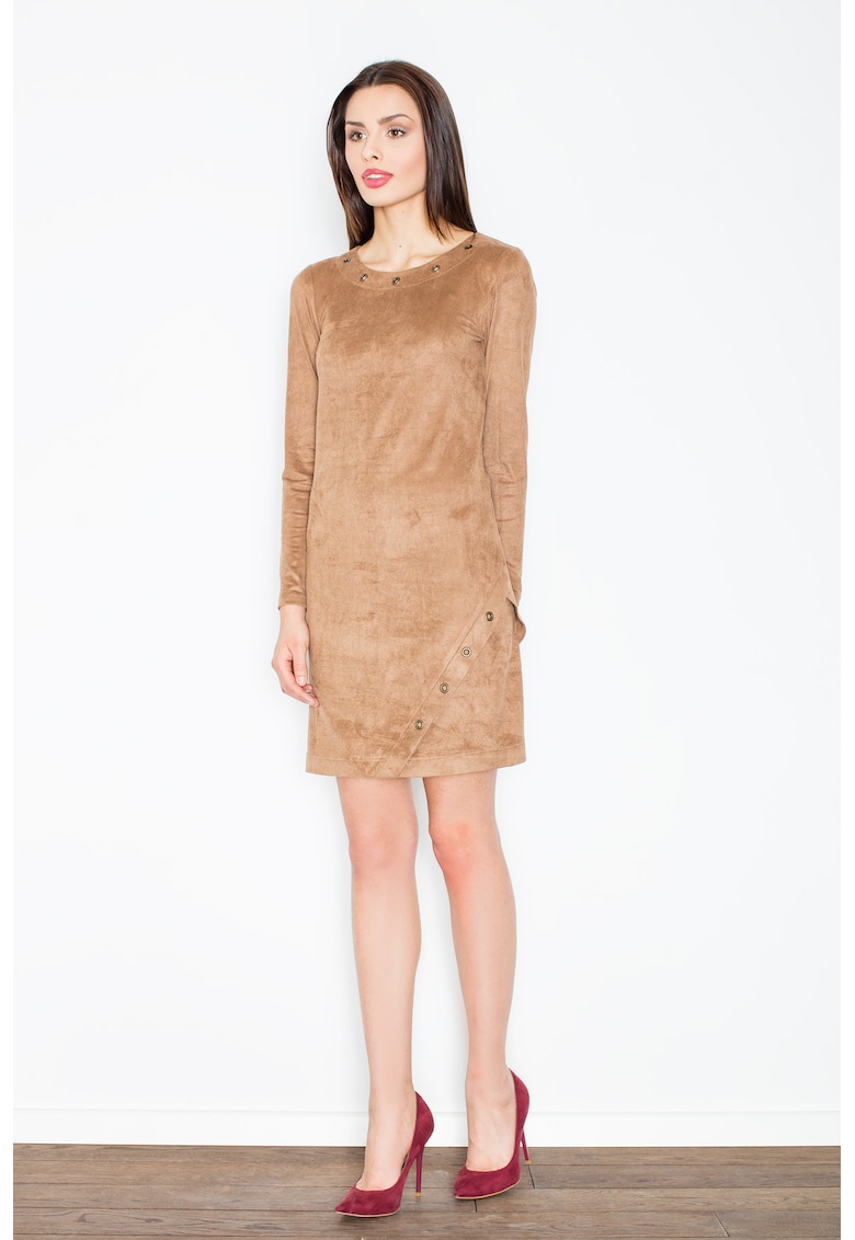 Rochie  M455 - maro - maneca lunga - talie elastica - poliester