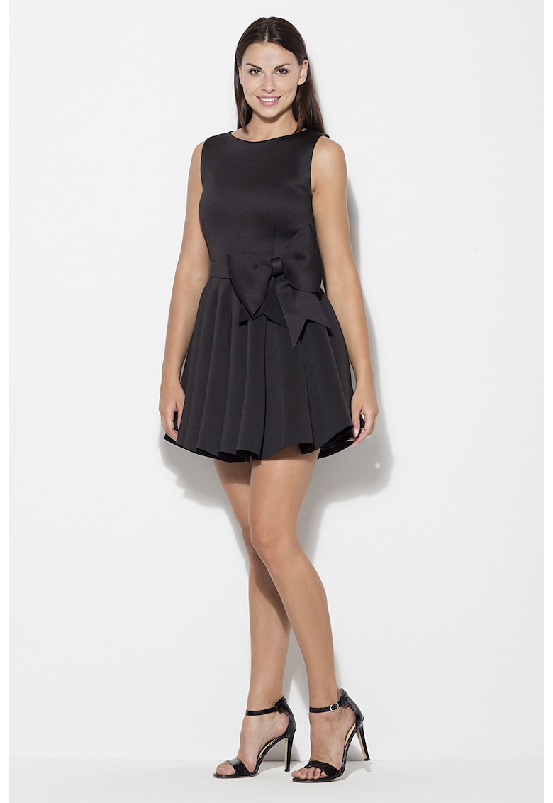 Rochie  model cu funda - evazata - negru - poliester 100% -