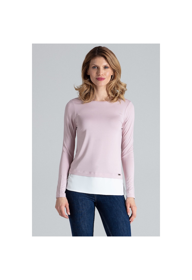 Bluza dama  M374 - roz - maneca lunga - viscoza - croiala regulata