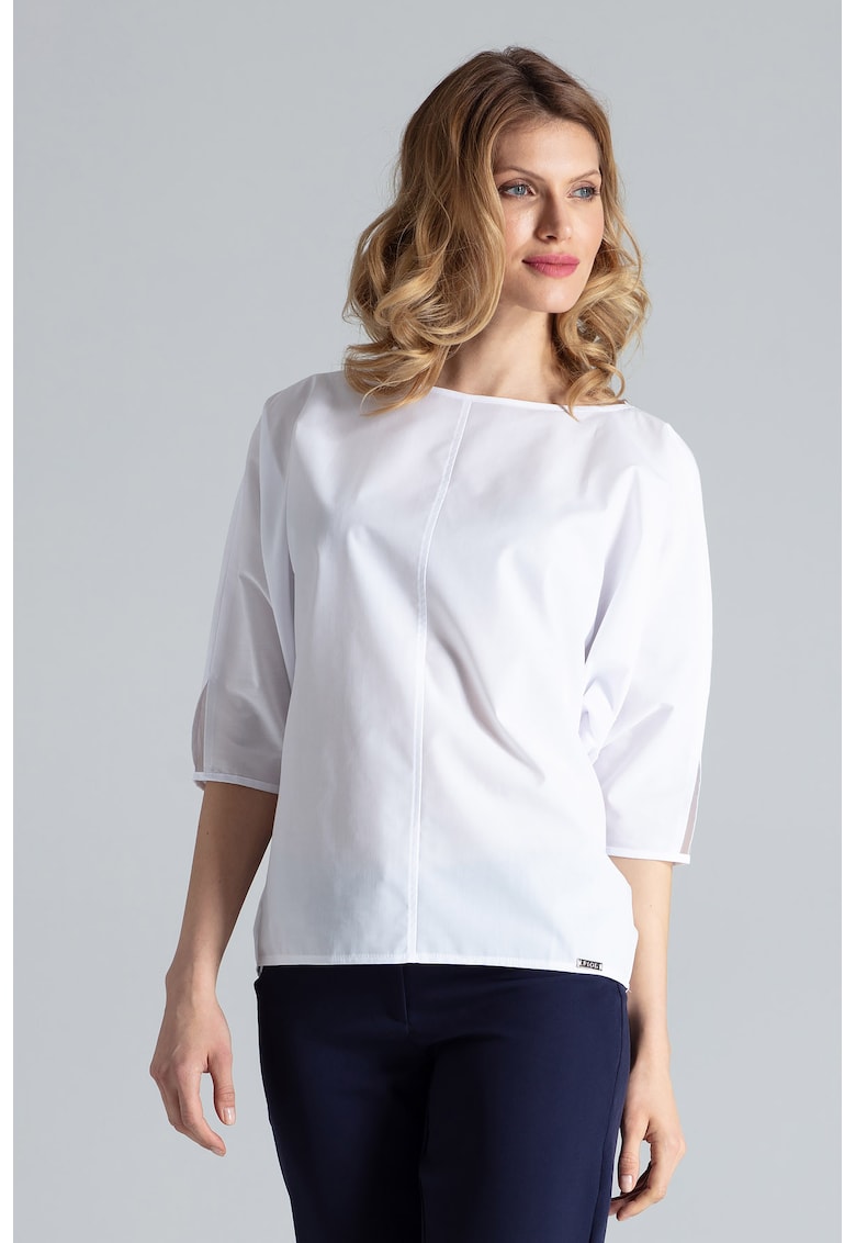 Bluza dama -  Poliester/Bumbac - Alb