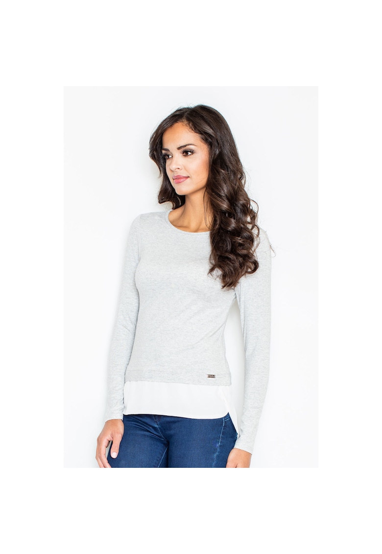 Bluza dama  M374 - gri deschis - maneca lunga - material viscoza -