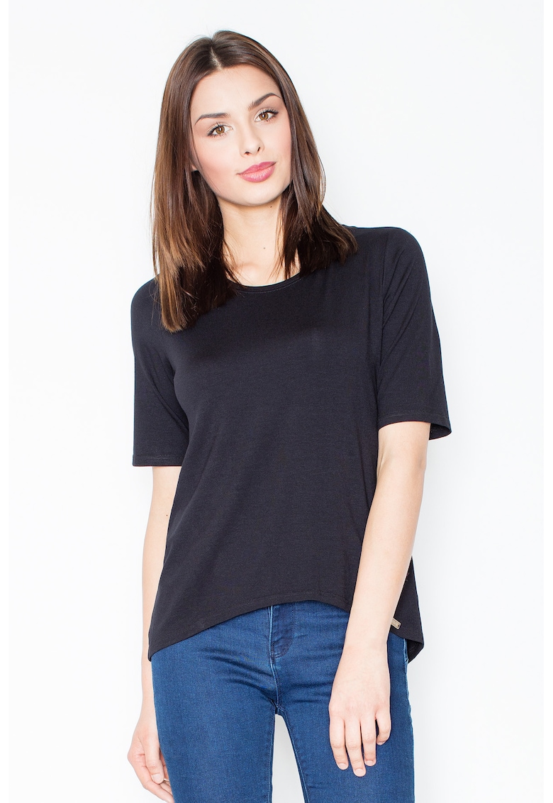 Tricou dama -  Spatele gol - Viscoza/Elastan - Negru