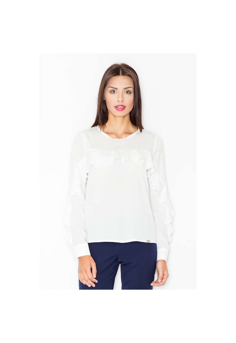 Bluza dama -  M466 - eleganta - maneca lunga - bej - poliester -