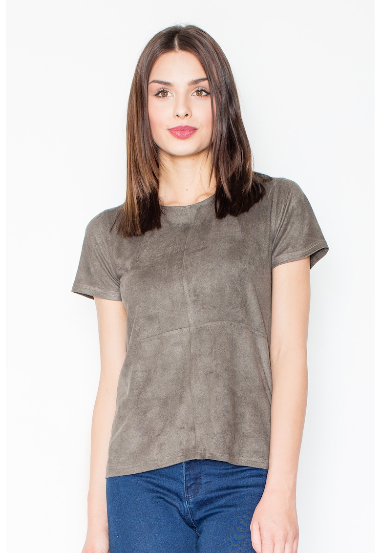 Tricou dama -  Poliester/Elastan - Cu fermoar - Masliniu