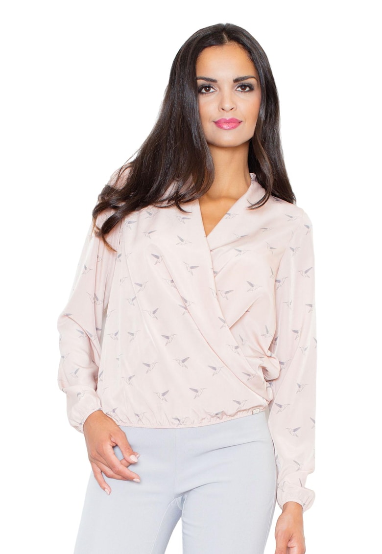 Bluza dama -  M371 - eleganta - maneci lungi - roz - poliester