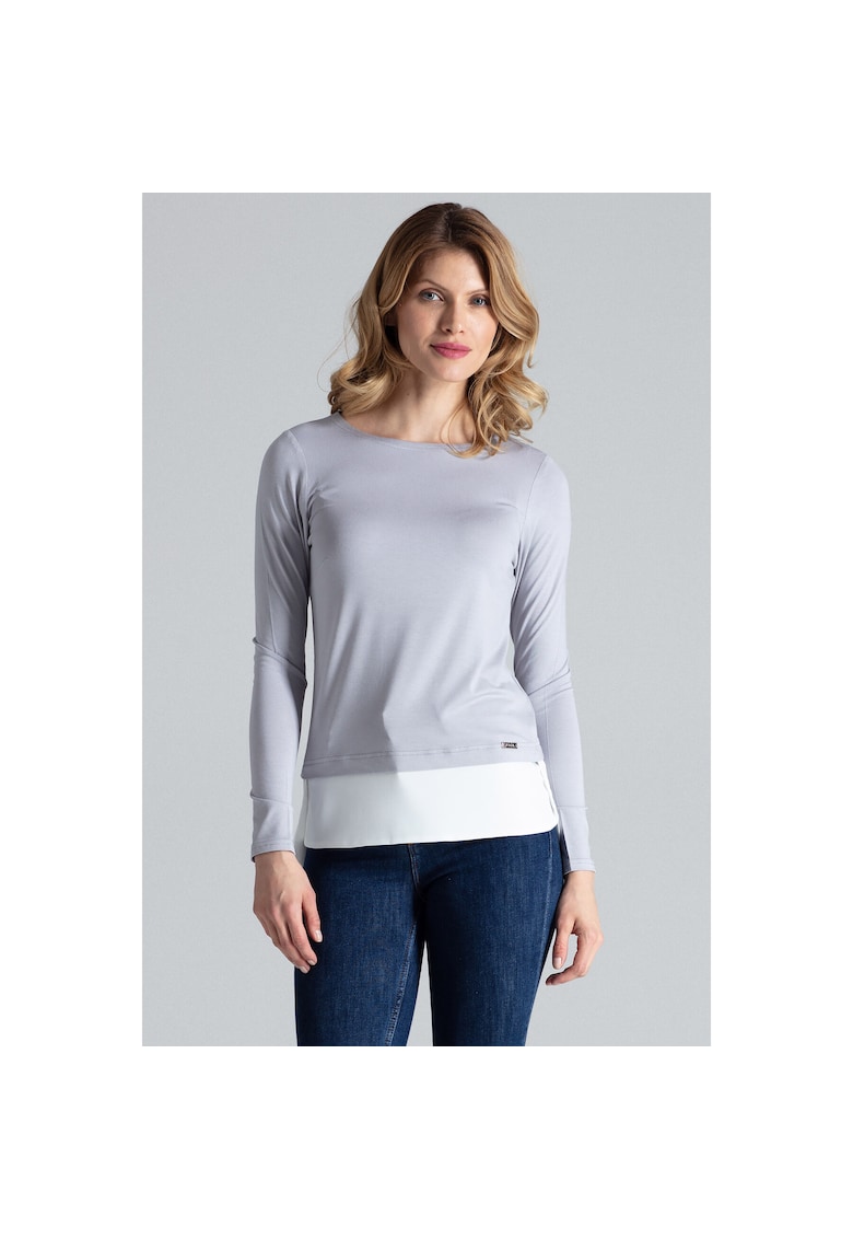 Bluza dama  M374 - maneca lunga - gri inchis - viscoza de inalta calitate -