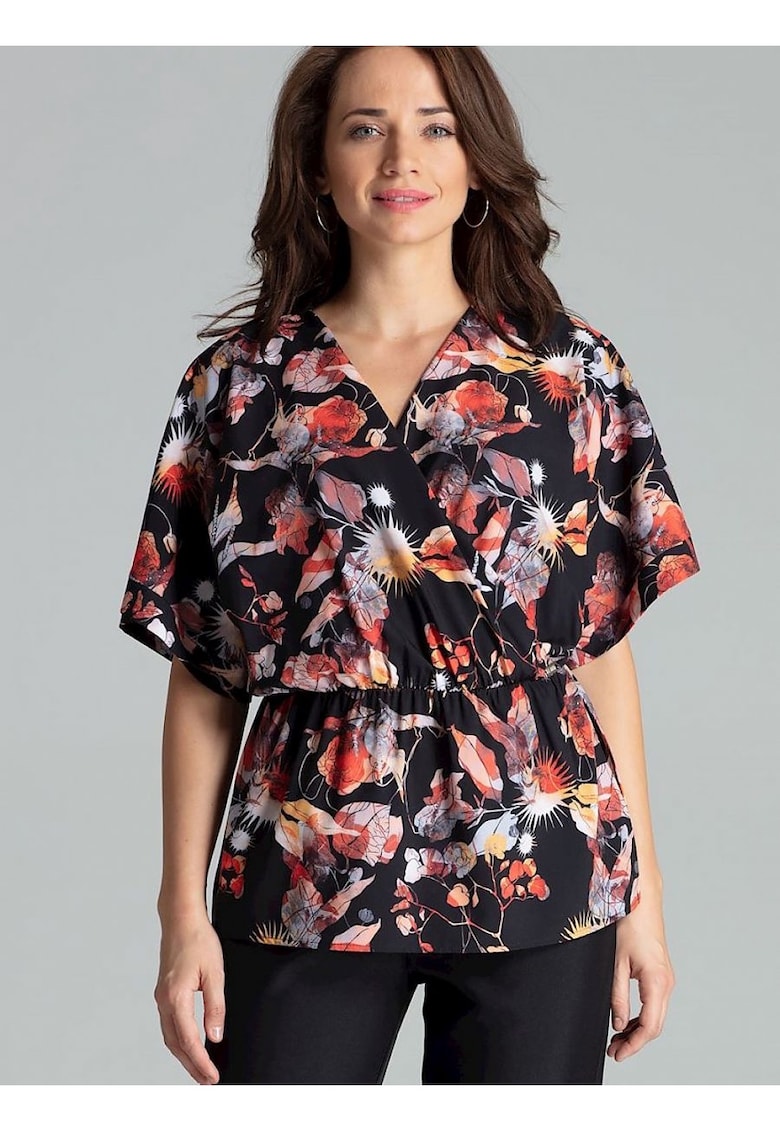 Bluza dama -  florala - cu maneci kimono - multicolor - poliester