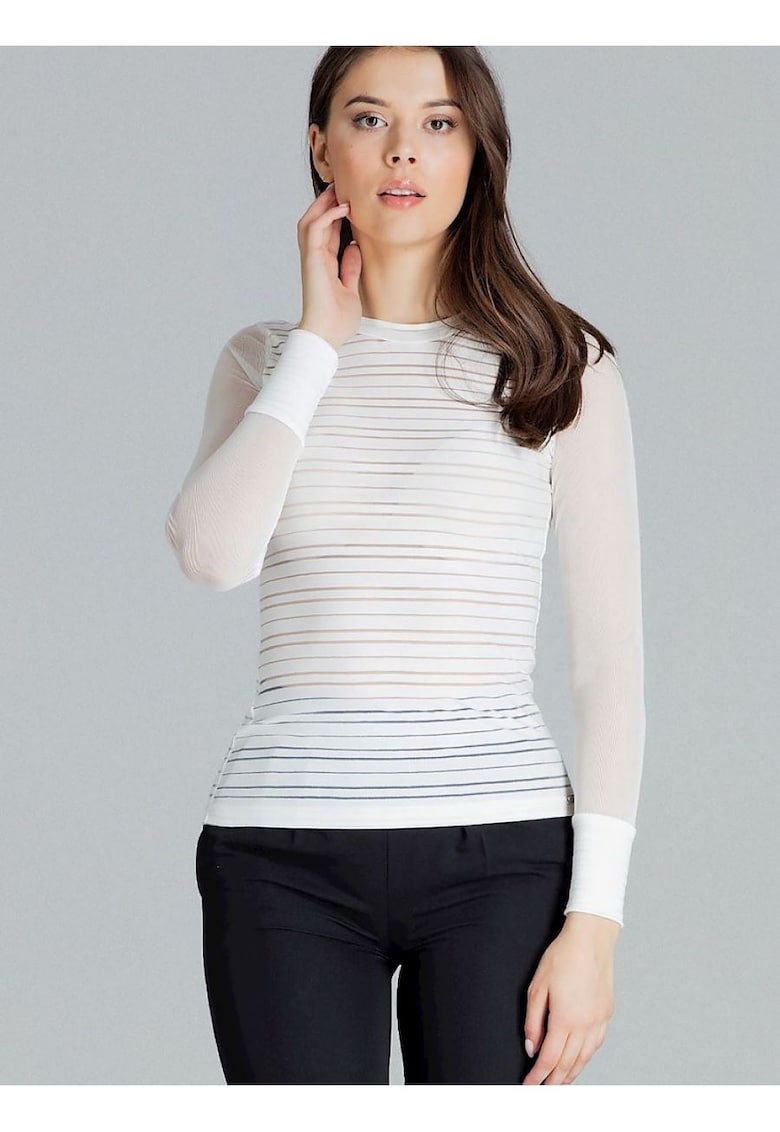 Bluza dama -  bej - maneci lungi din plasa - moale - viscoza