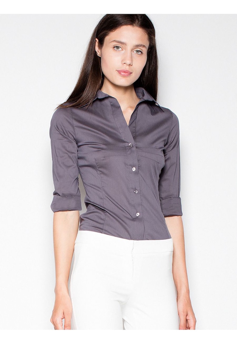Camasa dama -  lunga - gri - bumbac 80%