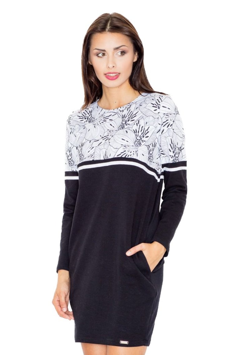 Rochie mini dama Carnwene M510 alb-negru - Alb