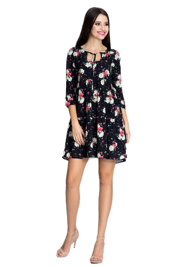 Rochie mini dama Anghan M598 neagra - Alb