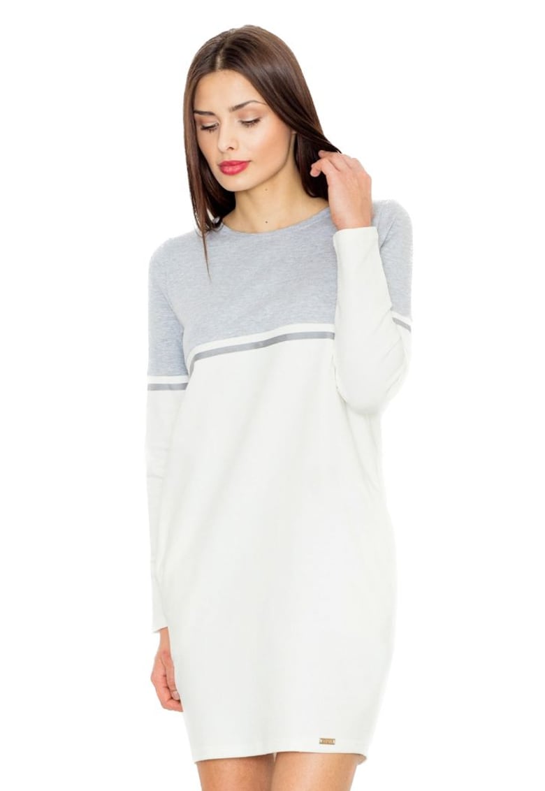 Rochie mini dama Carnwene M510 alb-gri - Alb