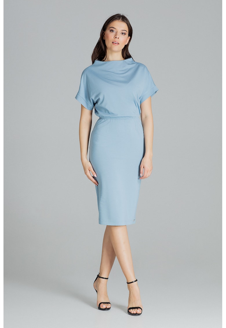 Rochie  model L087 - albastru - viscoza - Albastru