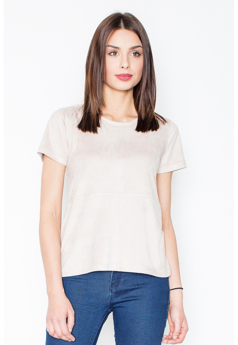Tricou dama  cu fermoar - Bej