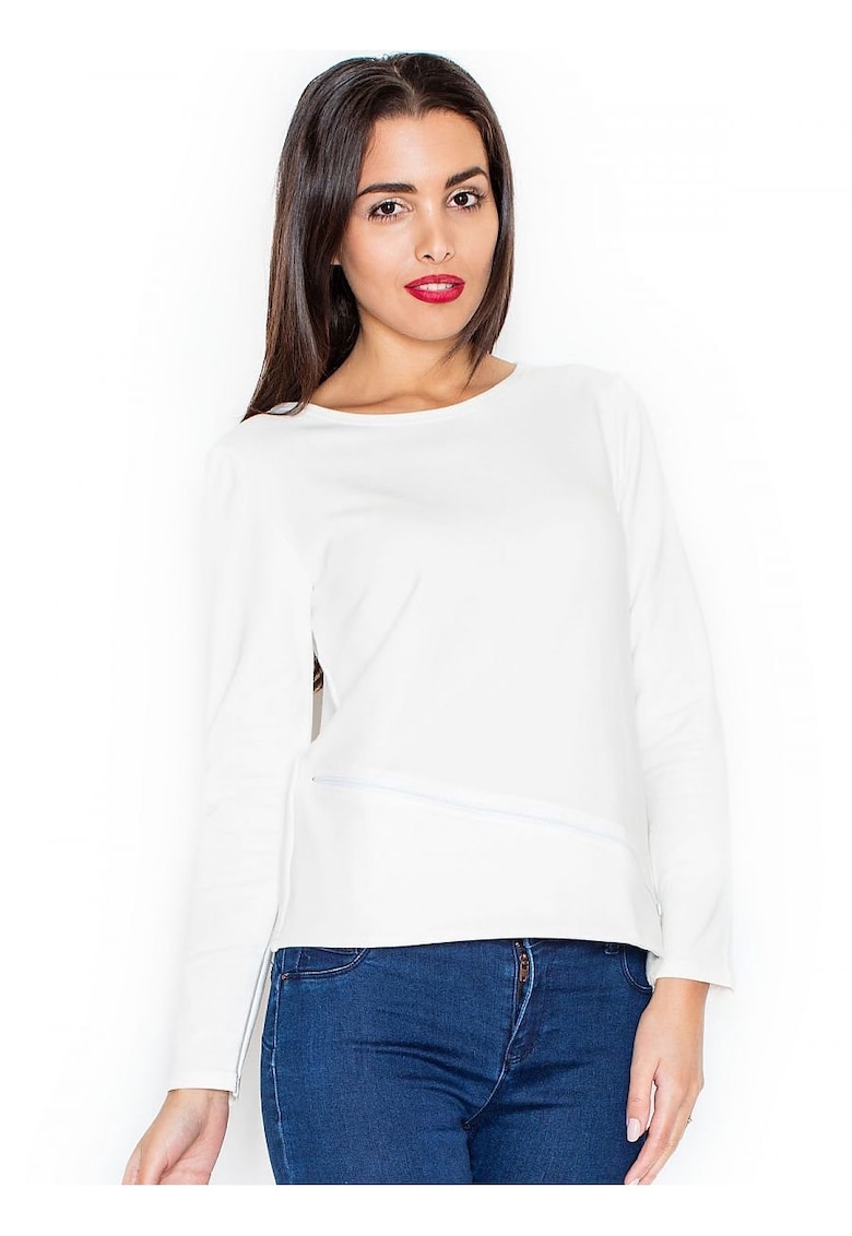 Bluza dama  eleganta - maneci lungi - bej - bumbac 95% elastan 5%