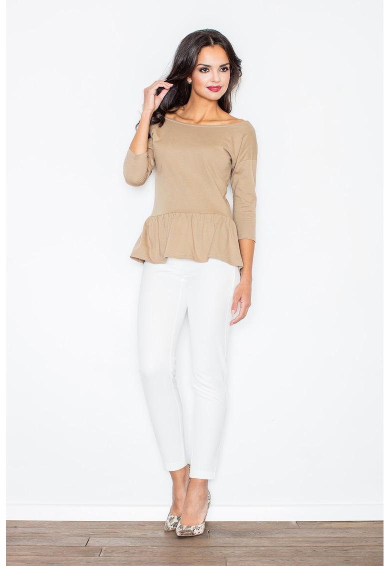 Bluza eleganta dama -  Bumbac/Elastan - Bej - XL -