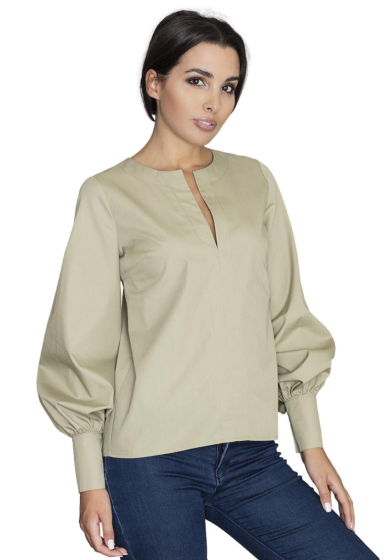 Bluza dama  M561 - maneci bufante - verde maslina - bumbac-poliester