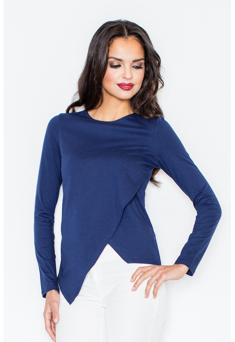 Bluza dama -  Asimetrica - Poliester/Elastan/Viscoza - Bleumarin -