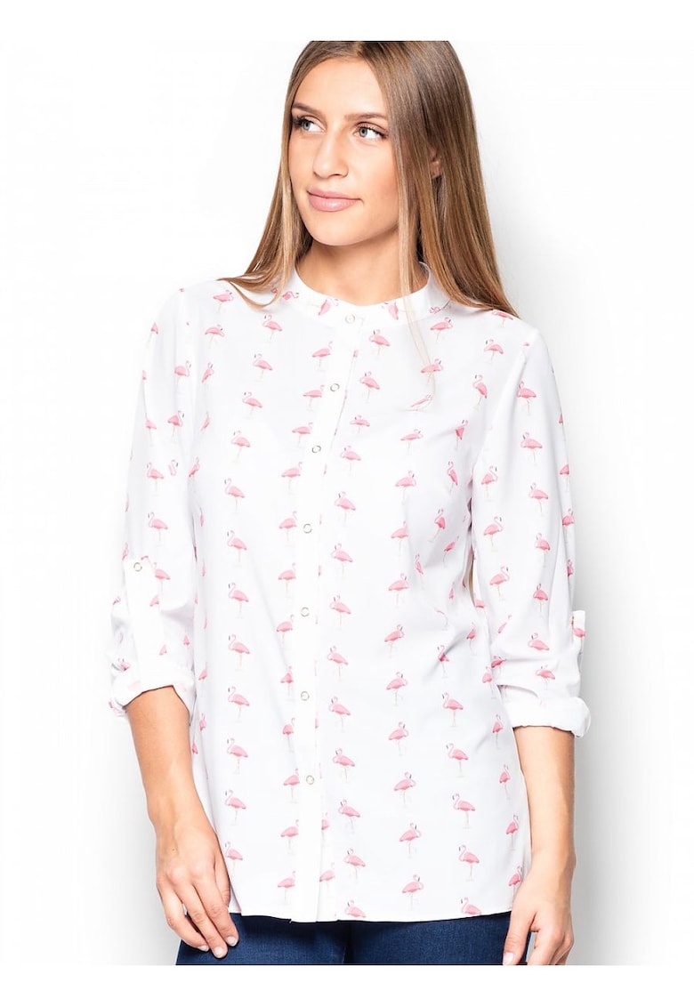 Camasa dama  alb - material neted - croiala lejera - inchidere cu capse