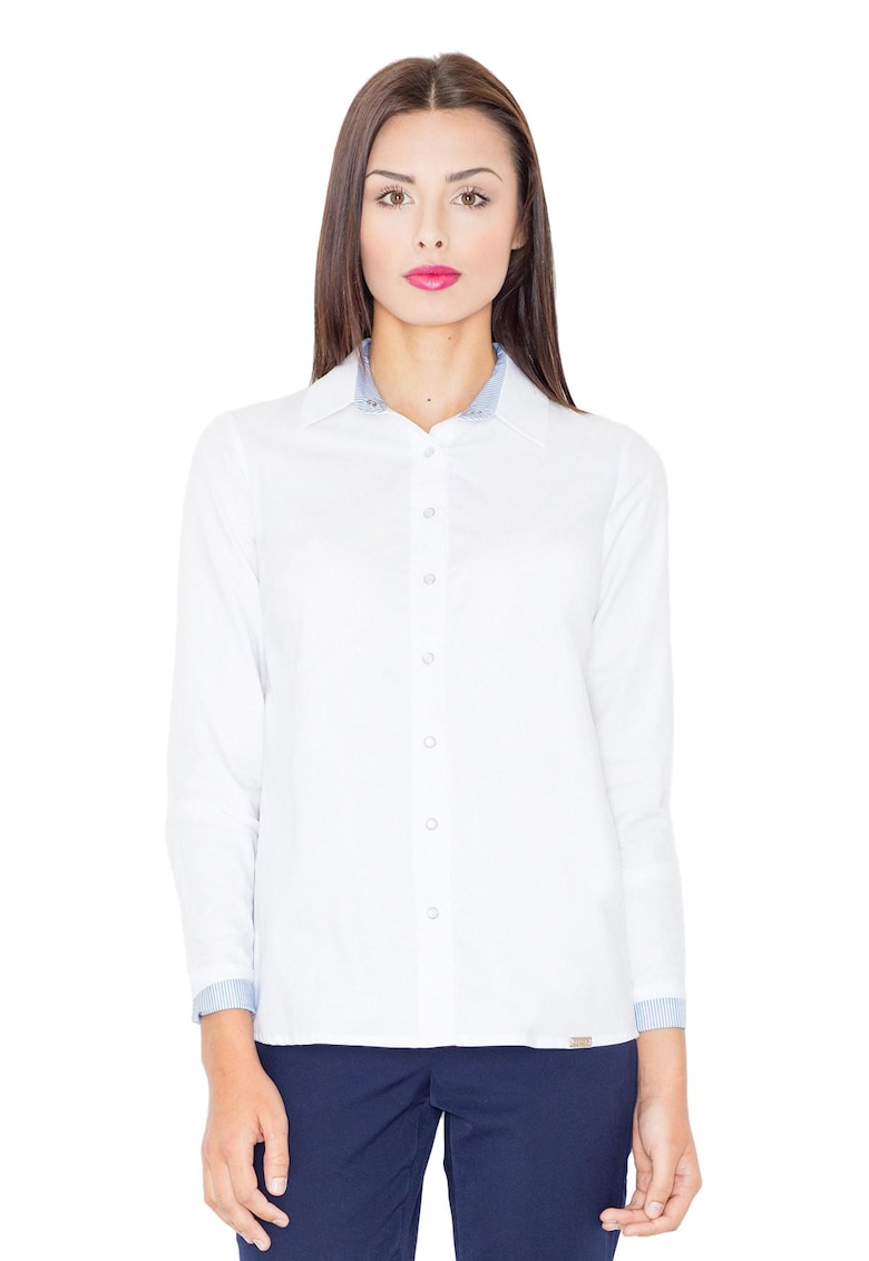 Camasa de dama  M491 - albastru deschis - maneci lungi - bumbac/poliester -