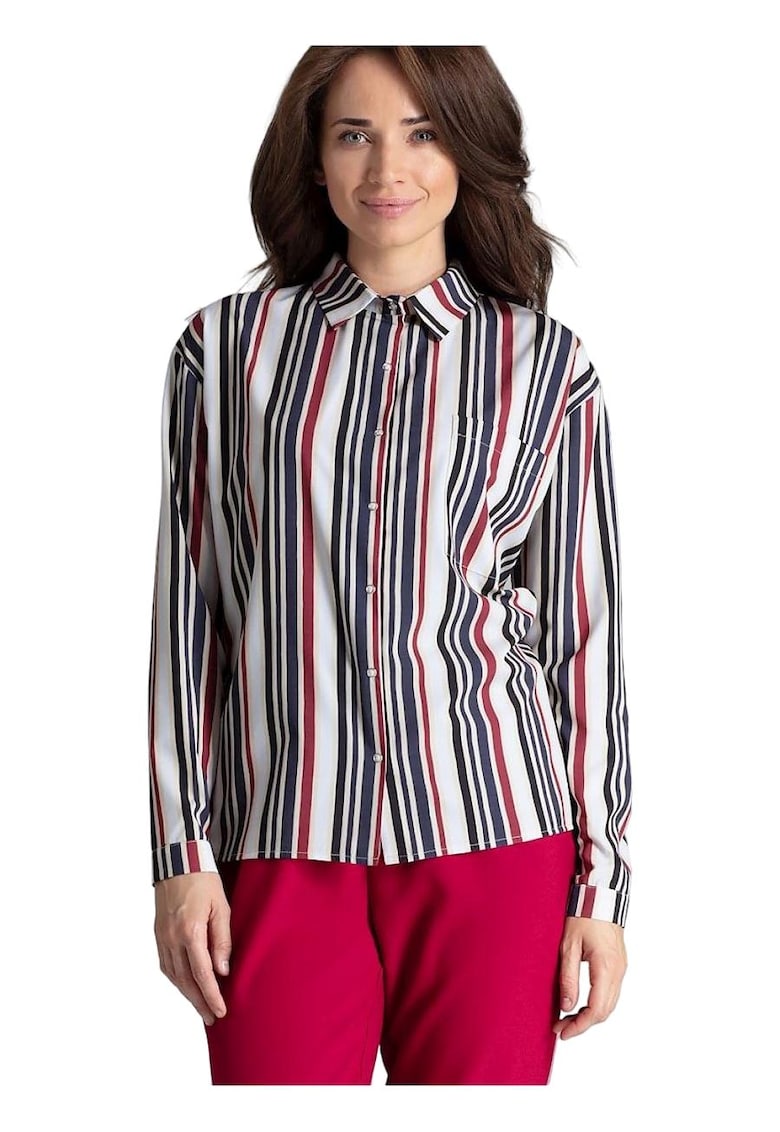 Camasa dama -  croiala dreapta - maneci lungi - multicolor - poliester