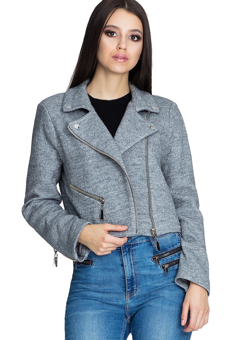 Jacheta dama M607 -  Poliester/Lana - Gri