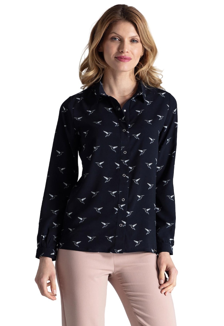 Camasa eleganta  M284 - poliester - maneci lungi - bleumarin -