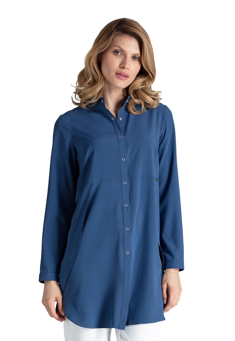 Camasa lunga dama  M545 - bleumarin - poliester - maneci lungi -