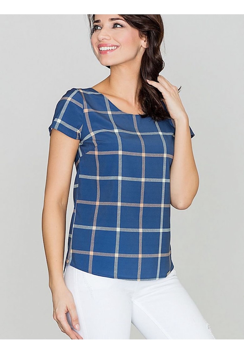 Bluza dama -  retro - albastru - poliester