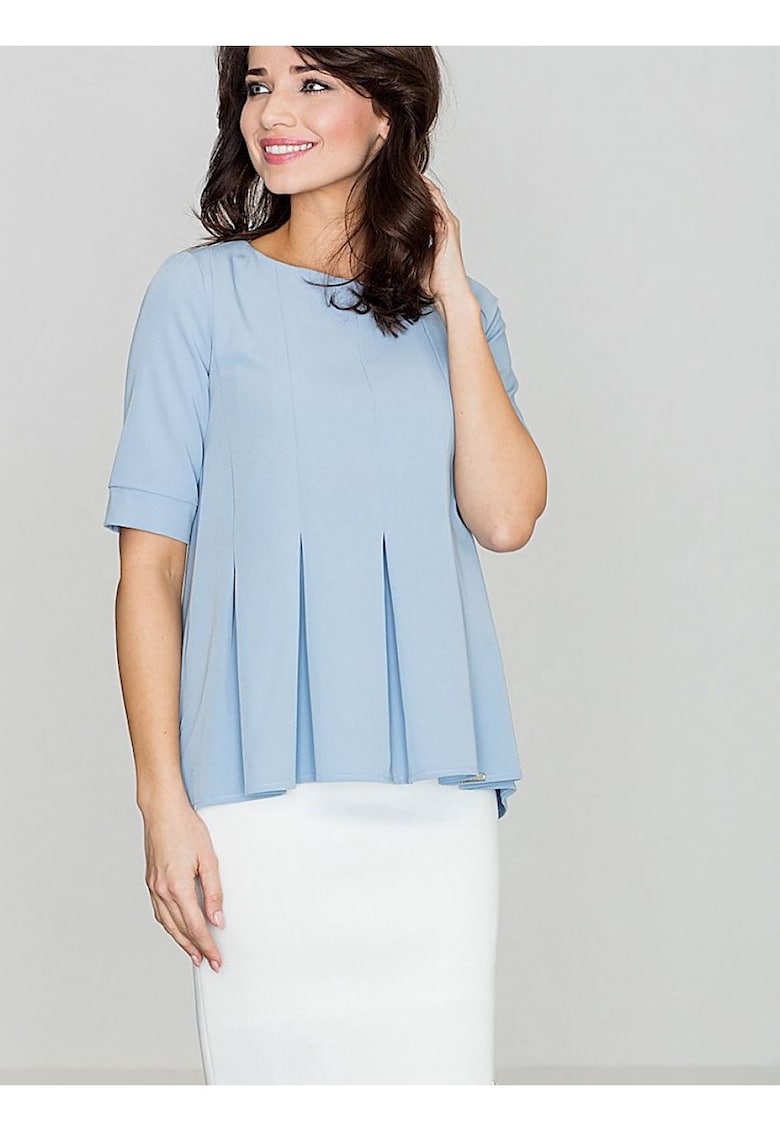 Bluza dama  albastra - poliester - maneci scurte - decolteu rotund