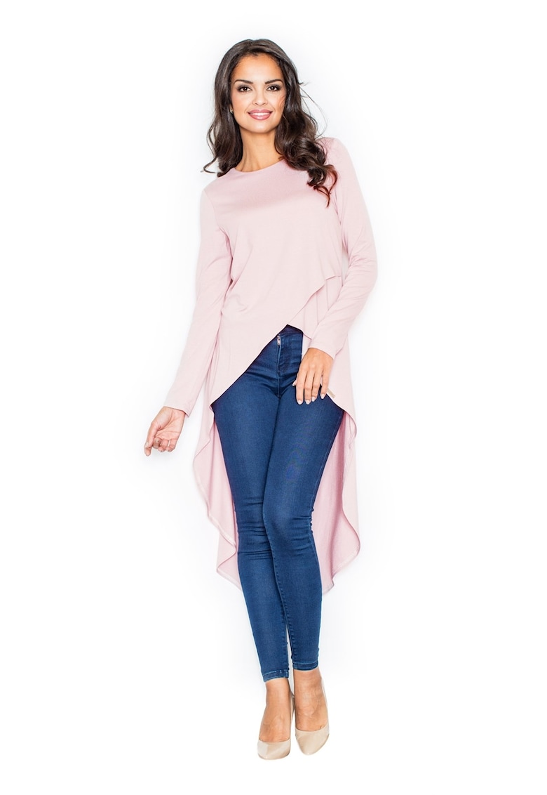Bluza dama asimetrica -  Viscoza/Elastan - Roz