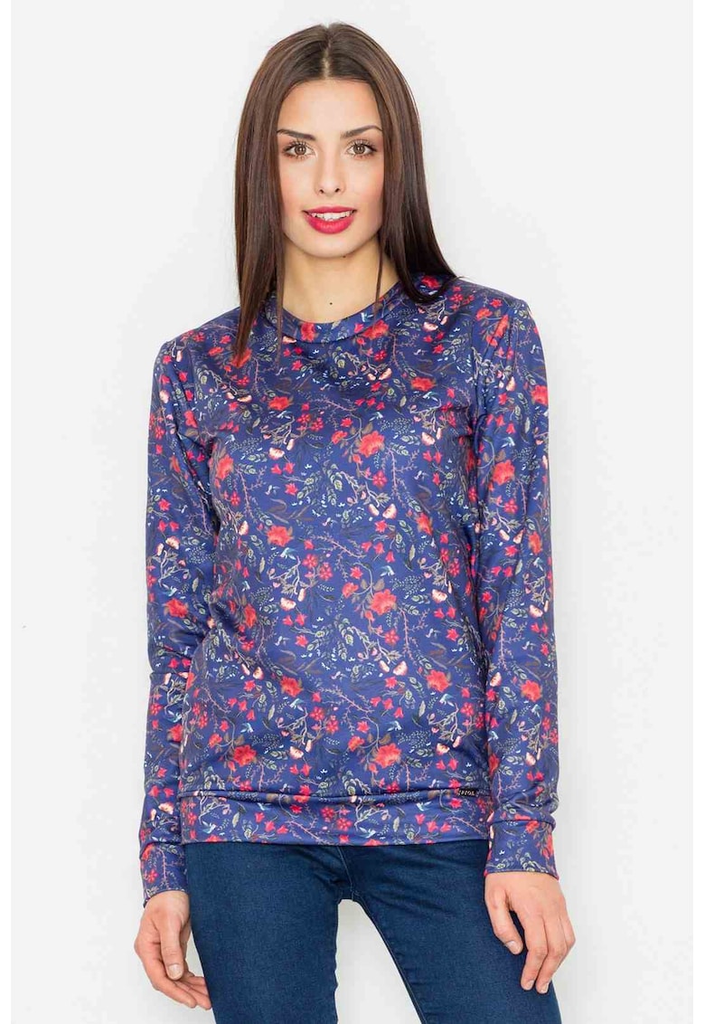 Hanorac dama  bleumarin - model floral - poliester