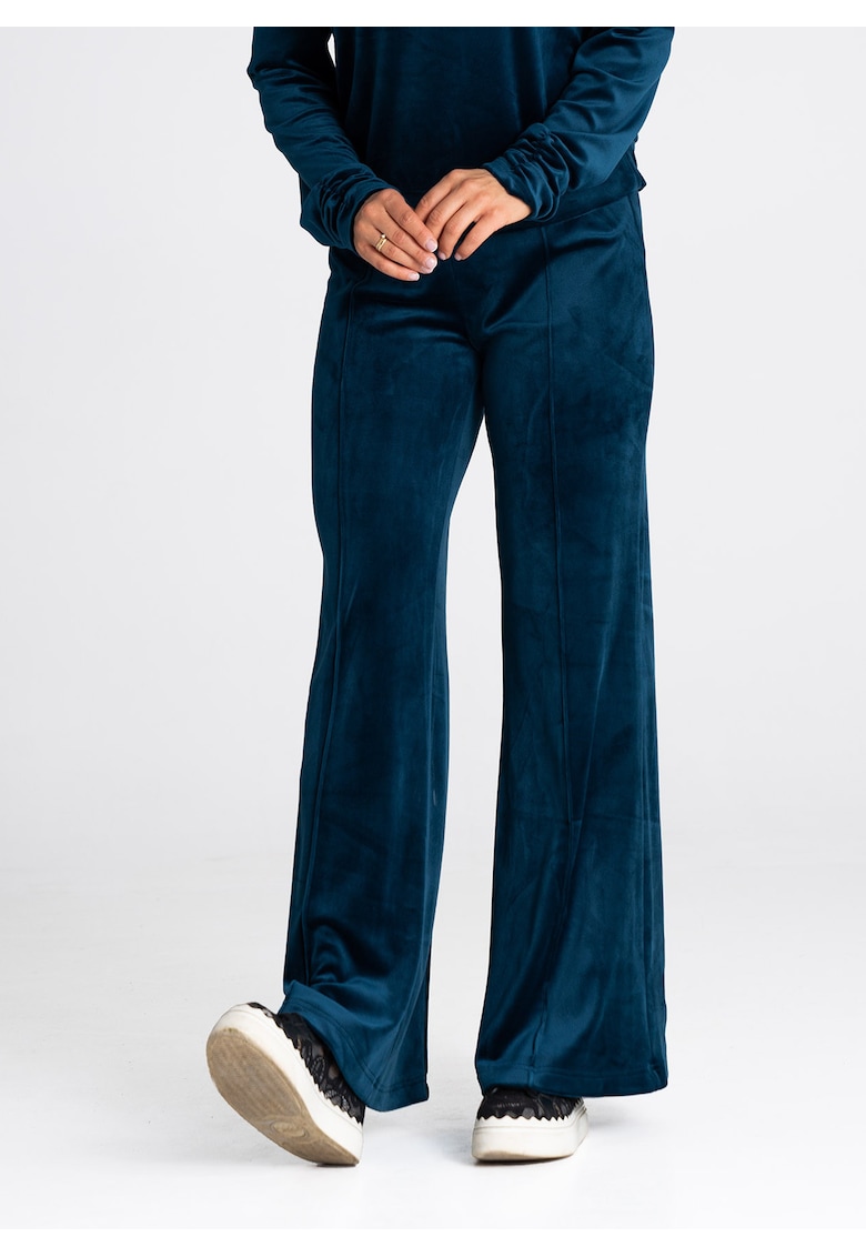 Pantaloni dama -  bleumarin - croi larg - elastici - poliester/elastan -