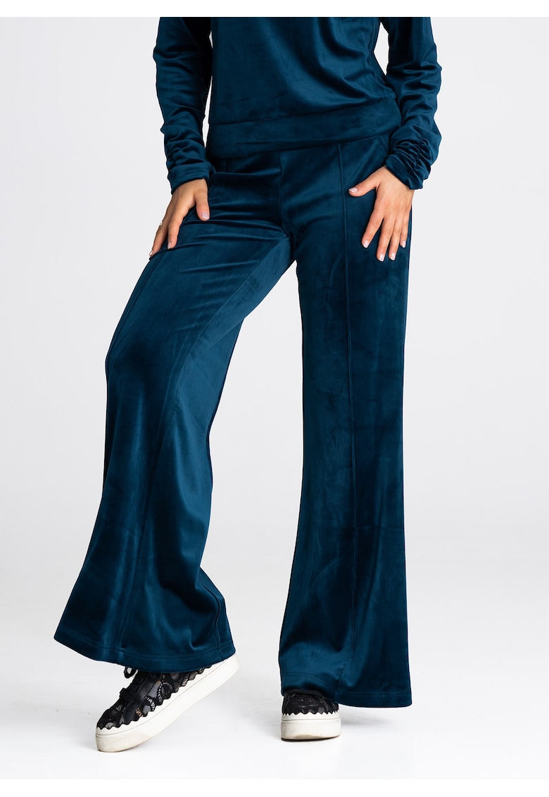 Pantaloni dama  model M966 - largi - albastru - poliester/elastan