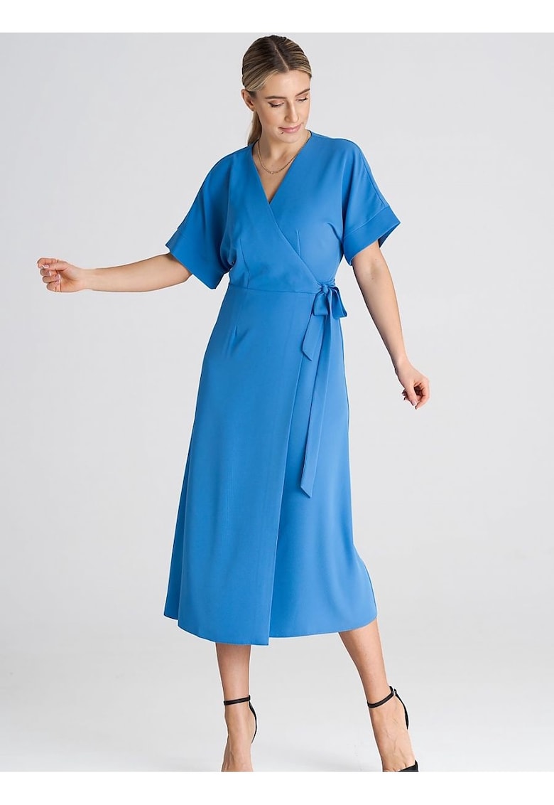 Rochie de zi  casual - albastru - poliester - material confortabil