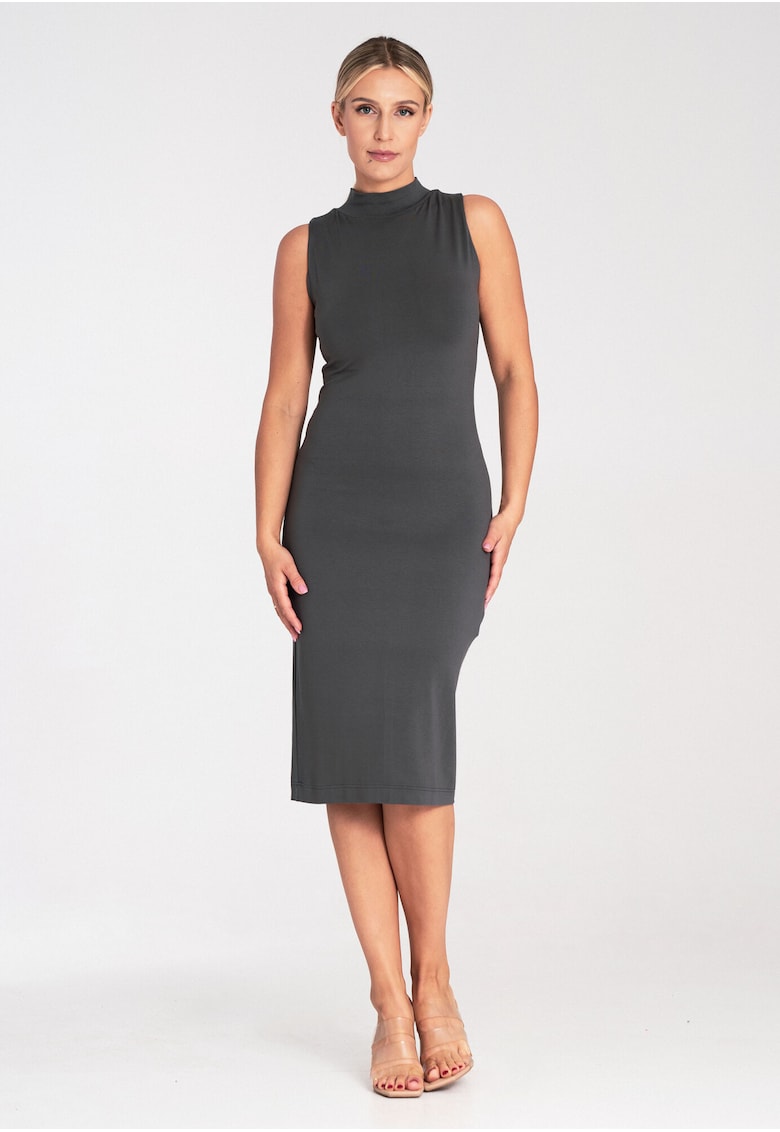 Rochie  mulata - cu guler - gri - viscoza