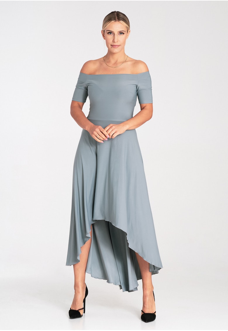 Rochie de seara maxi  gri - poliester