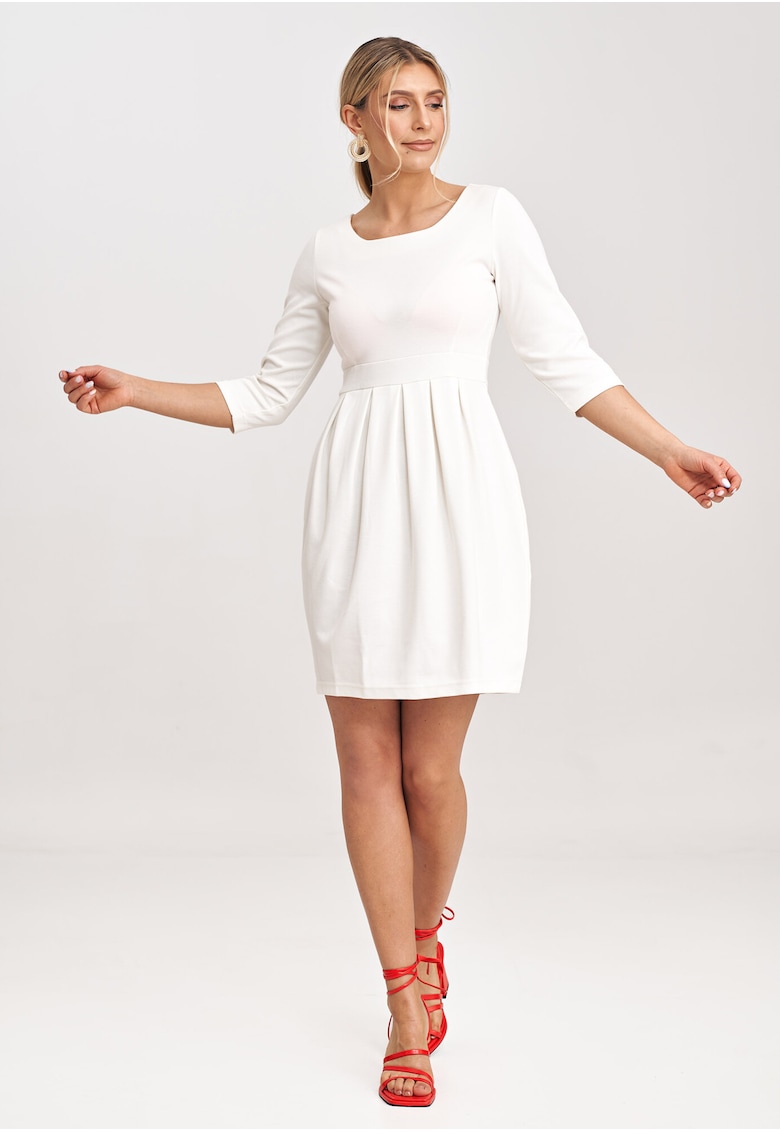Rochie  usor evazata - ecru - poliester