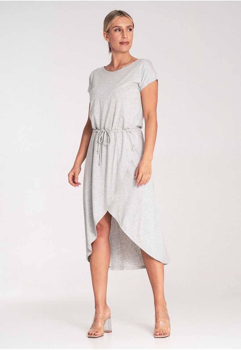 Rochie midi asimetrica -  gri - viscoza