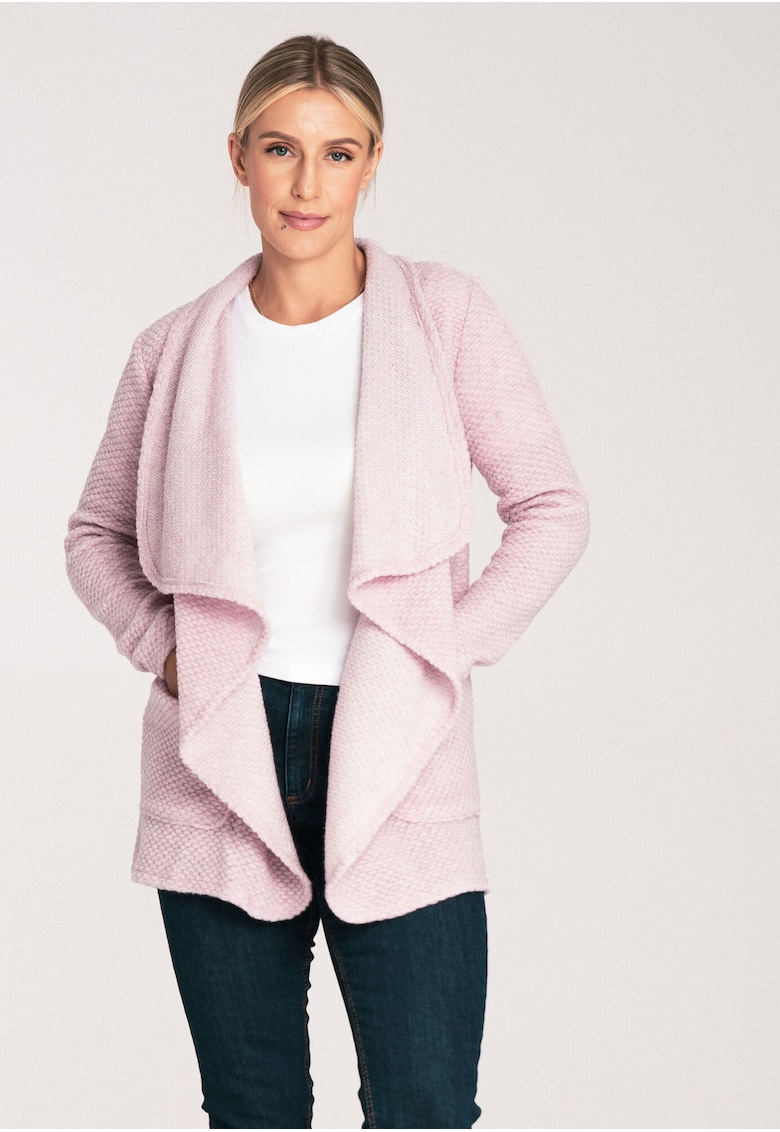 Cardigan dama -  M1043 - roz - lana - maneci lungi