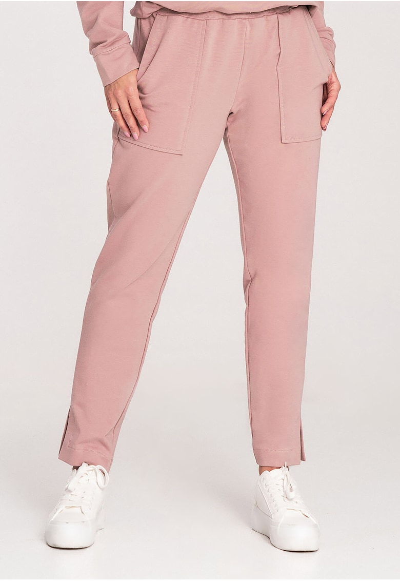 Pantaloni dama -  M1035 - roz inchis - bumbac/elastan